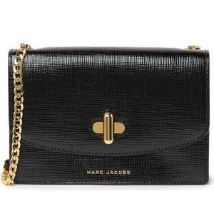 MARC JACOBS BLACK “THE TURNLOCK” LEATHER BAG WITH GOLD HARDWARE